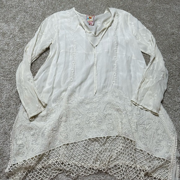 Johnny Was Tops - Johnny Was Cream Embroidered Tunic Size XS